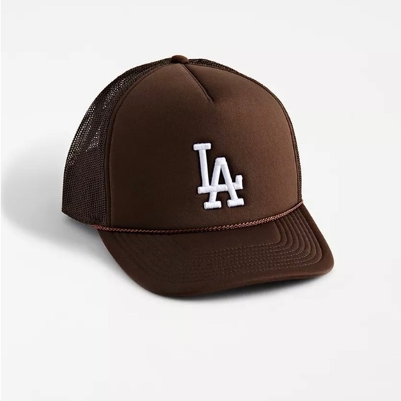 47 Other - ‘47 Brand LA Dodgers Hat SnapBack Foam Front Mesh Trucker Brown Adjustable